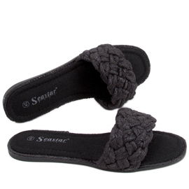 BM Erika Black női húzózsinóros papucs fekete