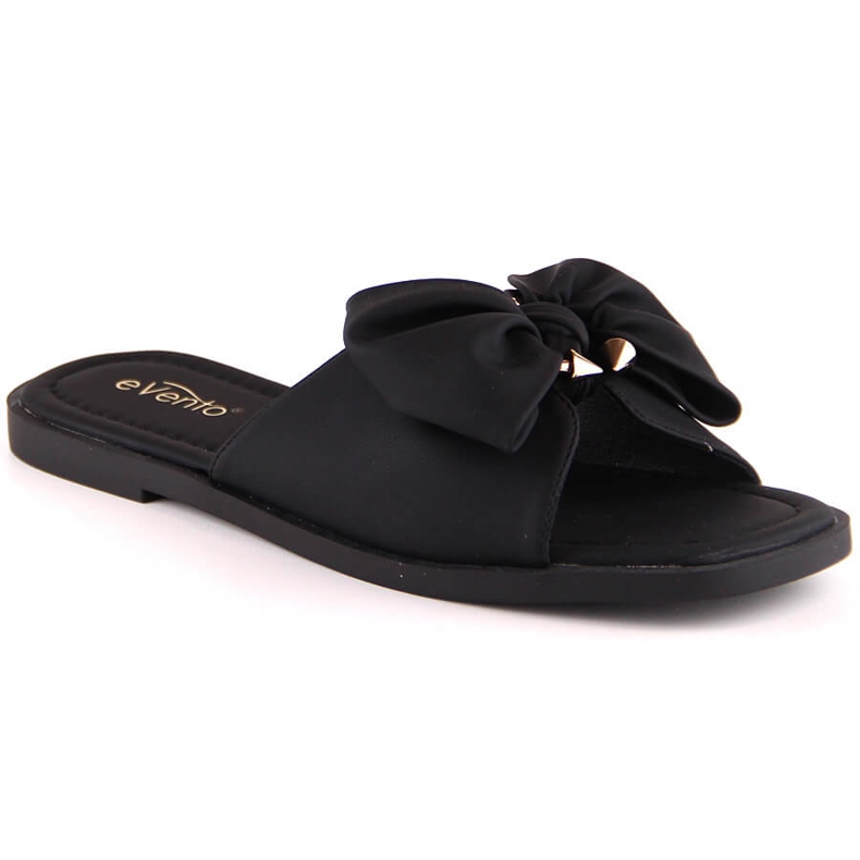 Női lapos papucs fekete masnival eVento 5479