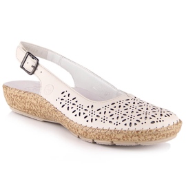 Bőr kényelmes áttört szandál bézs Rieker 44861-60