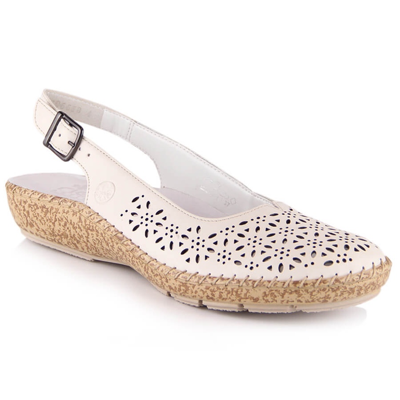 Bőr kényelmes áttört szandál bézs Rieker 44861-60