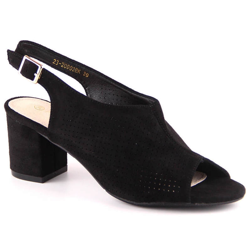 Női áttört fekete velúr szandál Potocki LE20003