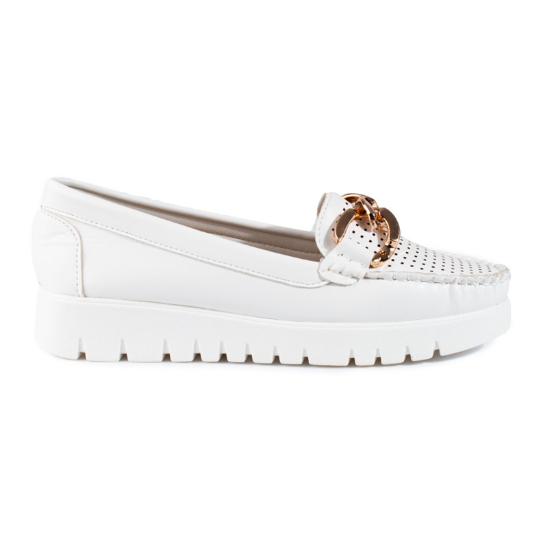 W. Potocki Vastag talpon mokaszinok lánccal Potocki fehér