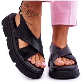 PE1 Divatos fekete Chester Platform szandálok PE1 Divatos fekete Chester Platform szandálok
