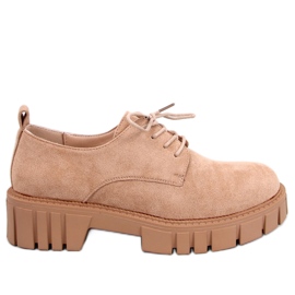 BM Amparo Khaki velúr platformcipők bézs