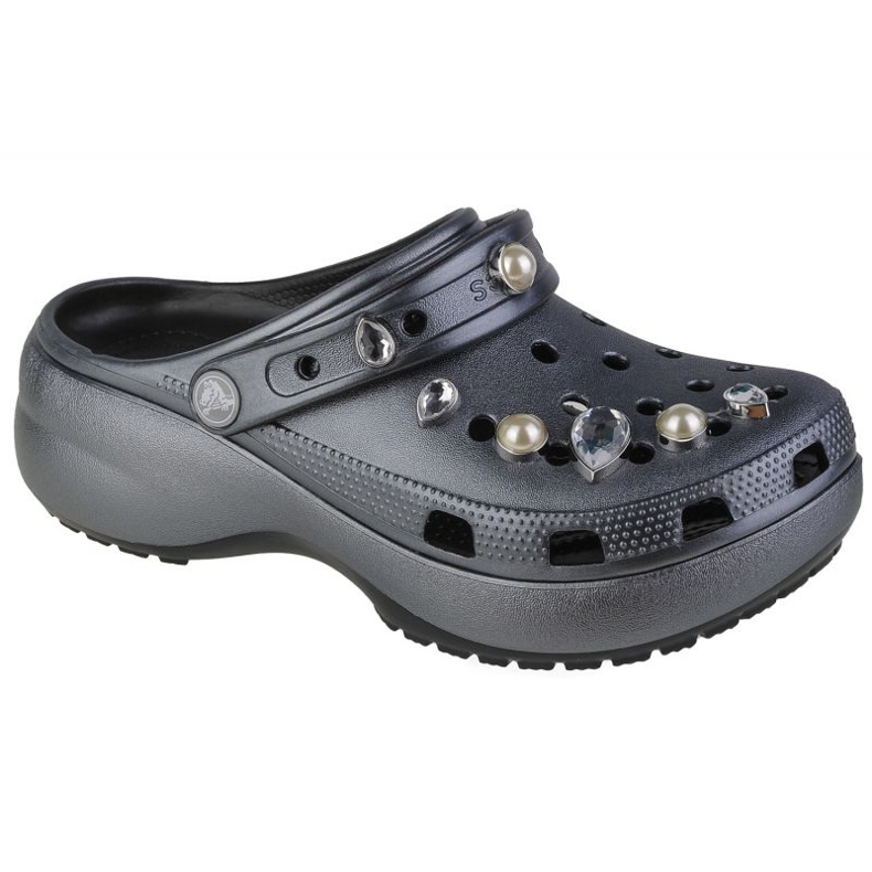 Crocs Classic Platform Crystals Pearls Clog W 208342-001 szürke
