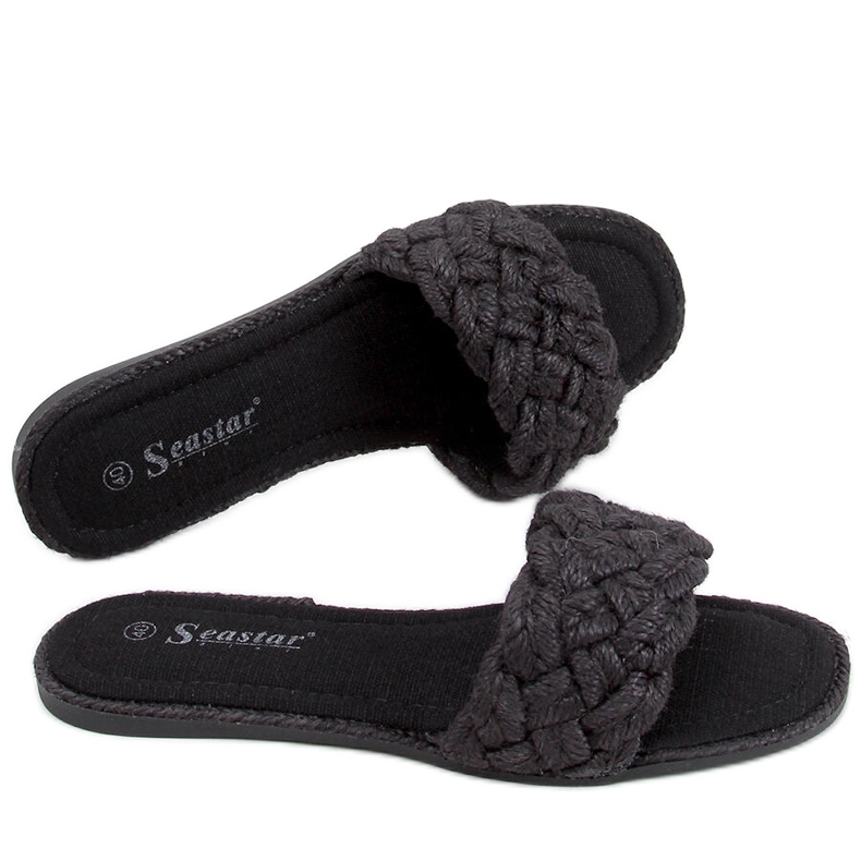 Erika Black női húzózsinóros papucs fekete