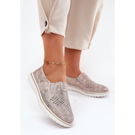 Velúr Slip-on Cipők Bézs-Arany Inez