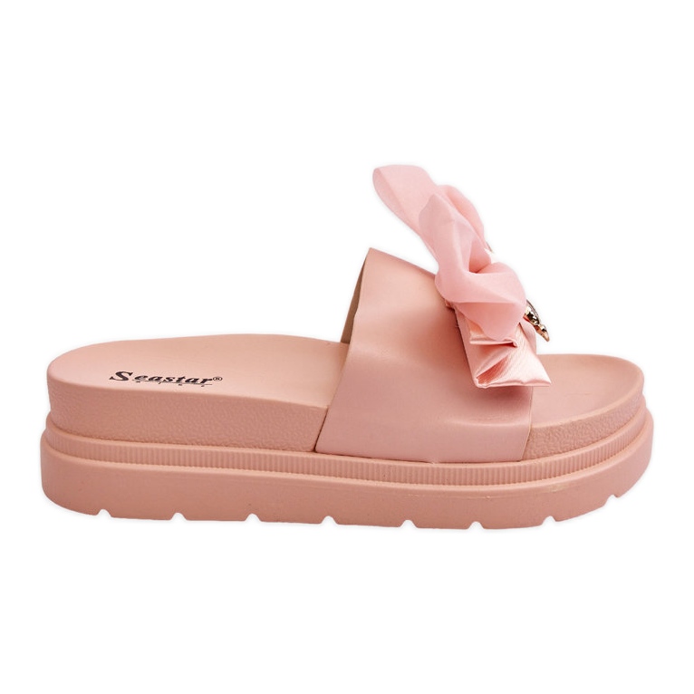 PE1 Papucs masnival és dekoratív mackóval, világos rózsaszín Suzy