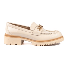 Patent bézs brogues arany Shelovet díszítéssel