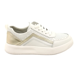 Fehér és arany fűzős bőr tornacipő Evento 23PB08-5389 Fehér és arany fűzős bőr tornacipő Evento 23PB08-5389