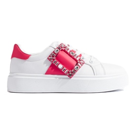 Fehér női tornacipő rózsaszín Shelovet betéttel