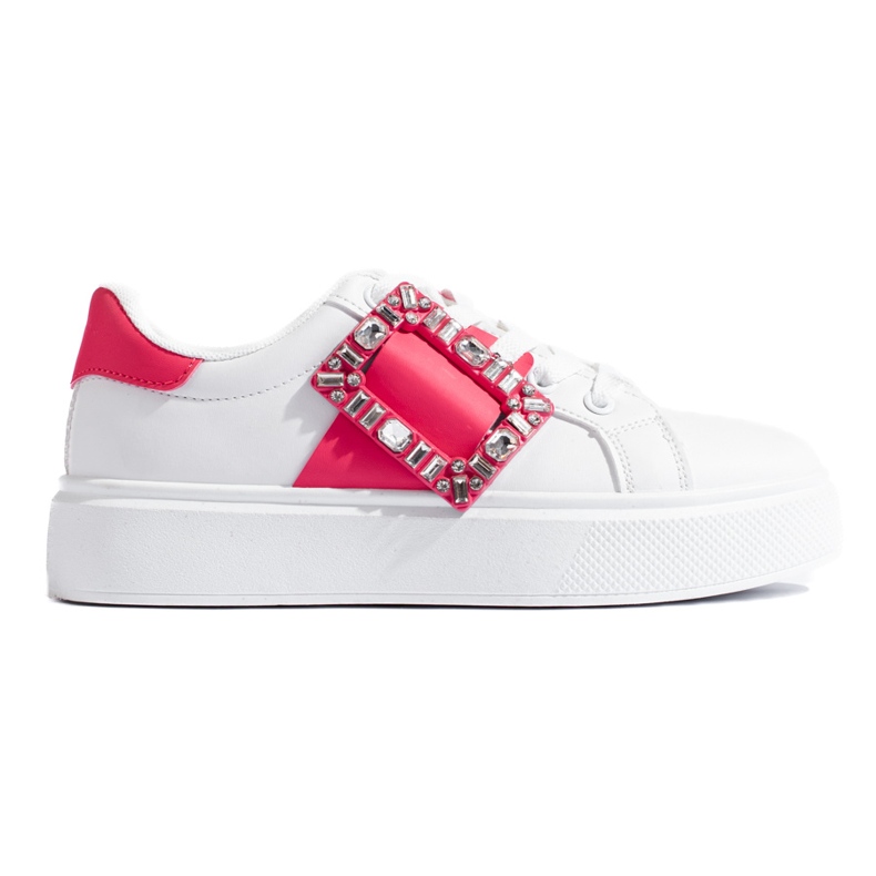 Fehér női tornacipő rózsaszín Shelovet betéttel