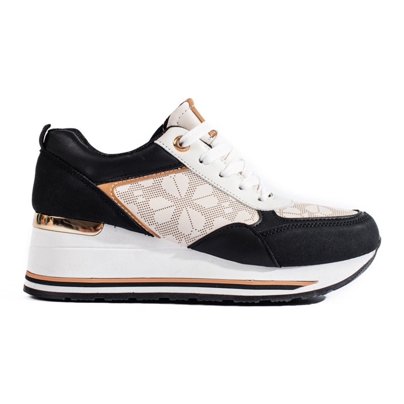 Női Shelovet fekete és bézs ékszeres tornacipő