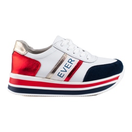 Shelovet Chunky Sole Sneakers fehér és sötétkék Shelovet Chunky Sole Sneakers fehér és sötétkék