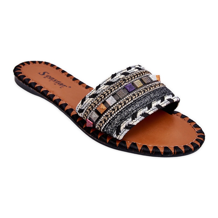 Női Bellisa fekete díszített papucs