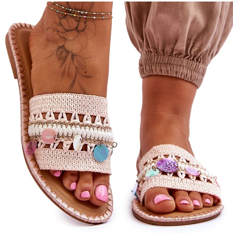 PS1 Rózsaszín Millano női fonott, díszített papucs PS1 Rózsaszín Millano női fonott, díszített papucs