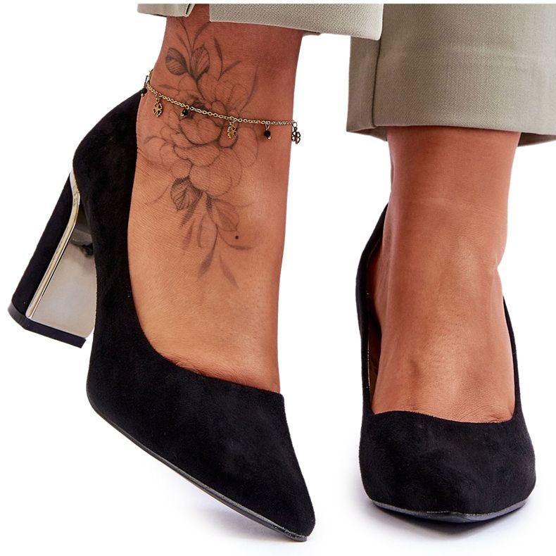 Klasszikus Suede Heel Pumps Black Elizabeth fekete