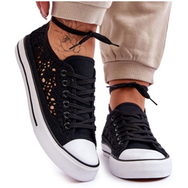 Női csipke textil tornacipő fekete Fergo