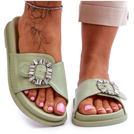 Női Platform papucs zöld Beneca díszítéssel Női Platform papucs zöld Beneca díszítéssel