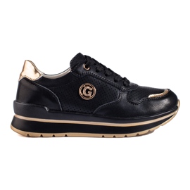 Fekete bőr tornacipő a Shelovet platformon