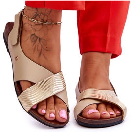 Lemar Arany és bézs Addison tépőzáras bőr szandál