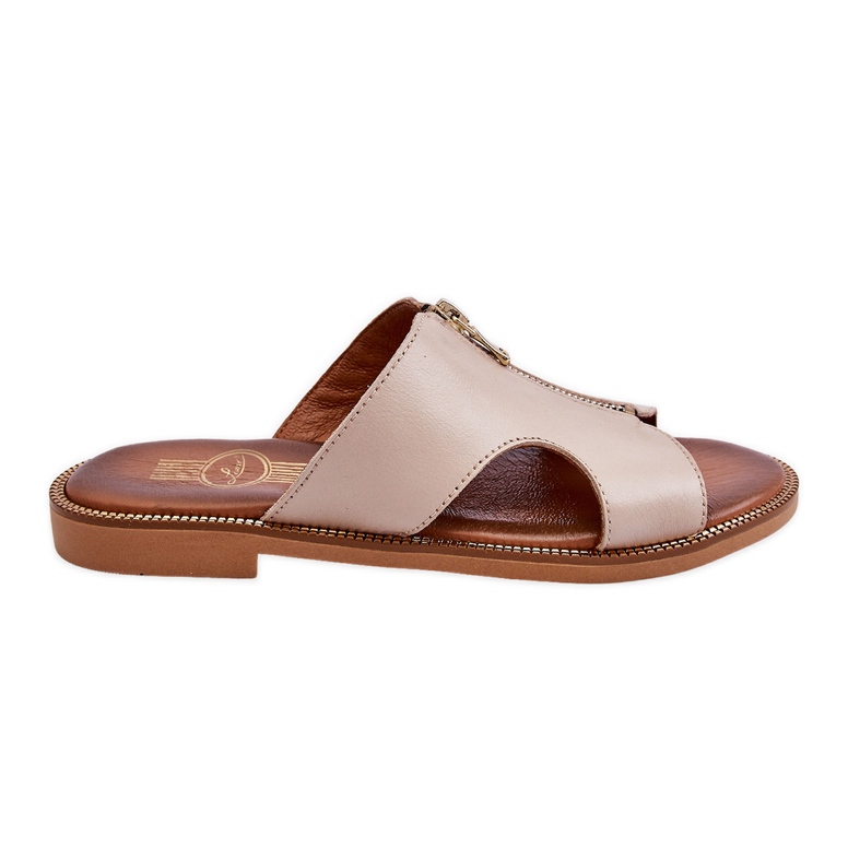 Lemar Női papucs bézs színű, dekoratív cipzárral Lemar Női papucs bézs színű, dekoratív cipzárral