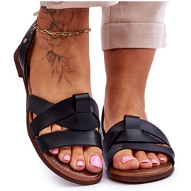 Zazoo Kényelmes fekete Kayla bőr szandál Zazoo Kényelmes fekete Kayla bőr szandál