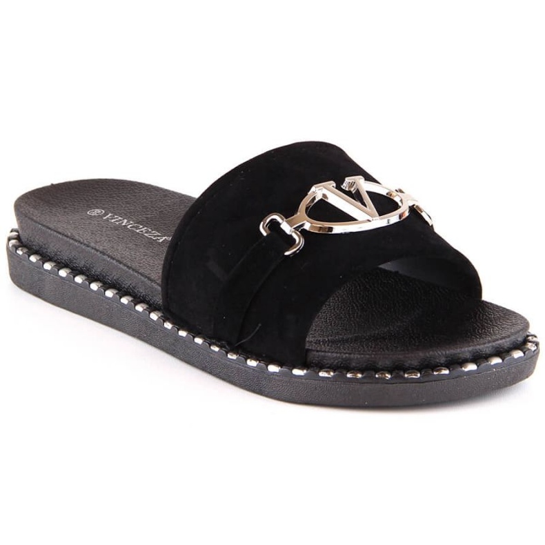 Vinceza W 30183 fekete papucs díszítéssel