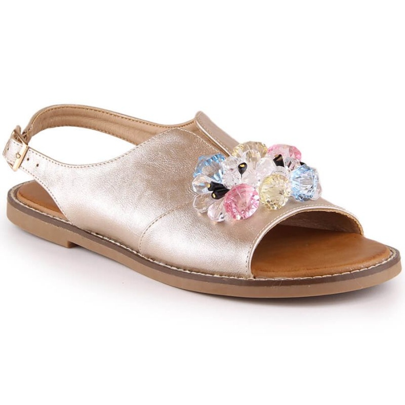 Fémes lapos szandál Vinceza W 17238 arany kristályokkal aranysárga