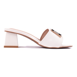 Női papucs alacsony sarkú Shelovet fehér