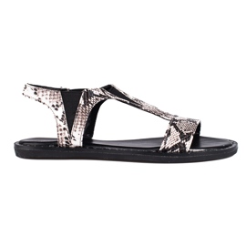Shelovet kígyómintás lapos szandál szürke Shelovet kígyómintás lapos szandál szürke