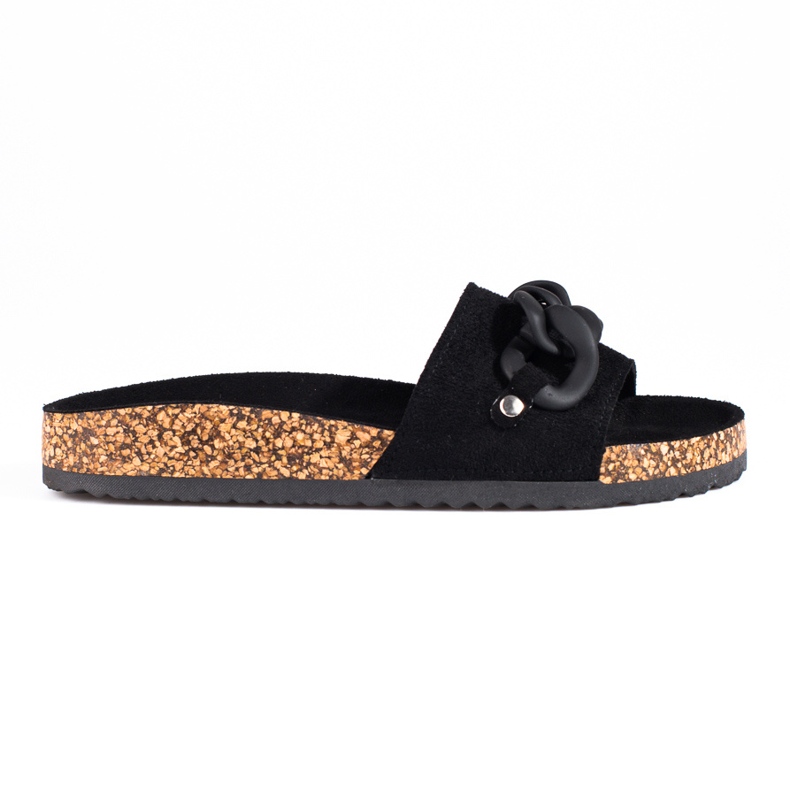 W. Potocki Női fekete velúr papucs Potocki lánccal W. Potocki Női fekete velúr papucs Potocki lánccal