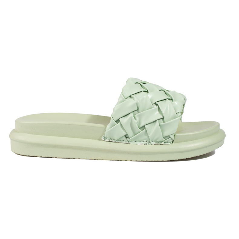 Világos zöld papucs vastag Shelovet platformon