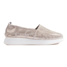 Shelovet arany bőr áttört cipő aranysárga