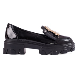 W. Potocki Fekete lakkozott mokaszin vastag talpon a T.Potockitól