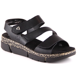 Kényelmes női szandál fekete tépőzáras platformon Rieker V2301-00 Kényelmes női szandál fekete tépőzáras platformon Rieker V2301-00