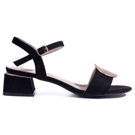 SHELOVET Női fekete velúr polcos, alacsony sarkú szandál SHELOVET Női fekete velúr polcos, alacsony sarkú szandál