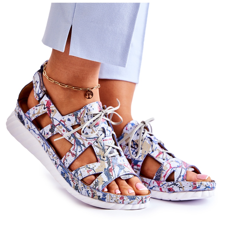 Maciejka Női bőr szandál tépőzárral 05375-06 kék Maciejka Női bőr szandál tépőzárral 05375-06 kék