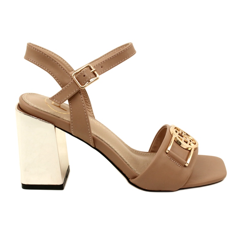 Filippo Női szandál egy arany oszlopon, díszes ds4502 bézs