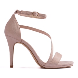 Shelovet bézs színű női szandál magas sarkon