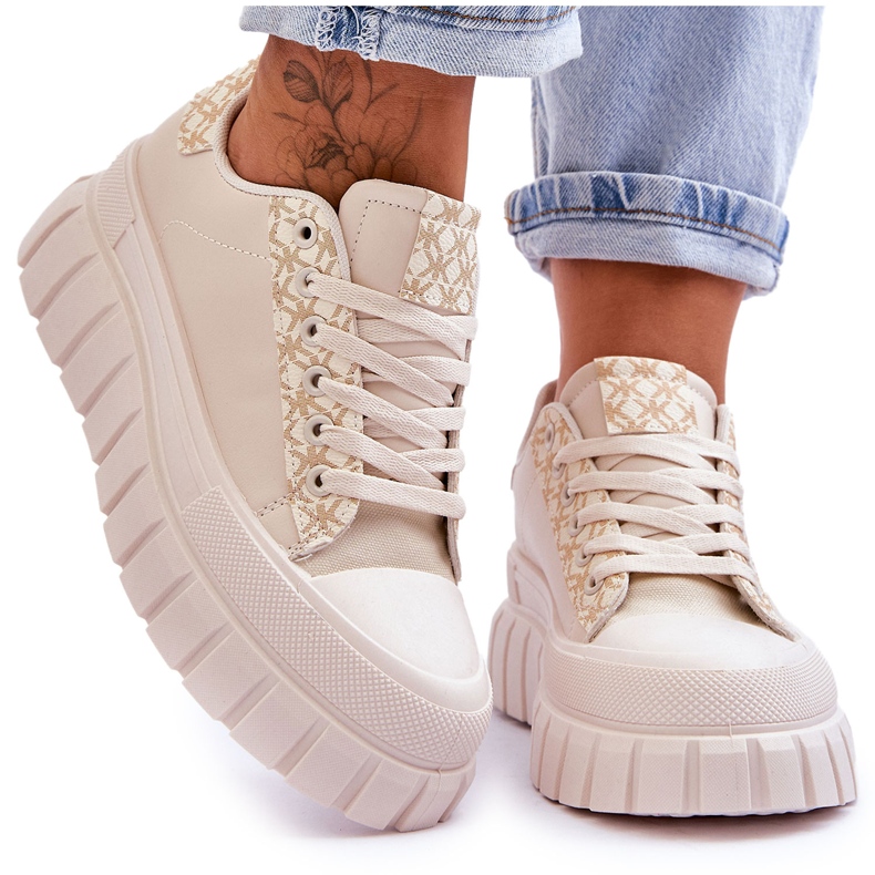 PG1 Női bőr tornacipő bézs Alison