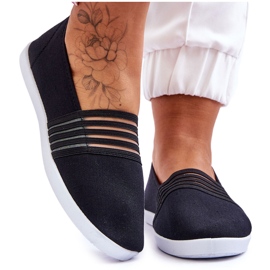 S.Barski Női bebújós textil tornacipő Fekete Lilis