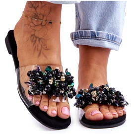 Női papucs díszítő kövekkel S.Barski KV-576-3 Fekete Női papucs díszítő kövekkel S.Barski KV-576-3 Fekete