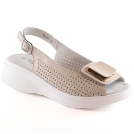 Női kényelmes bőr ékszandál bézs S.Barski BN291 Női kényelmes bőr ékszandál bézs S.Barski BN291