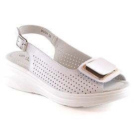 Női kényelmes bőr ékszandál fehér S.Barski BN291 Női kényelmes bőr ékszandál fehér S.Barski BN291