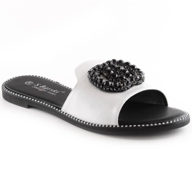 Kényelmes női lapos papucs cirkóniával ezüst S.Barski Kv 520-30