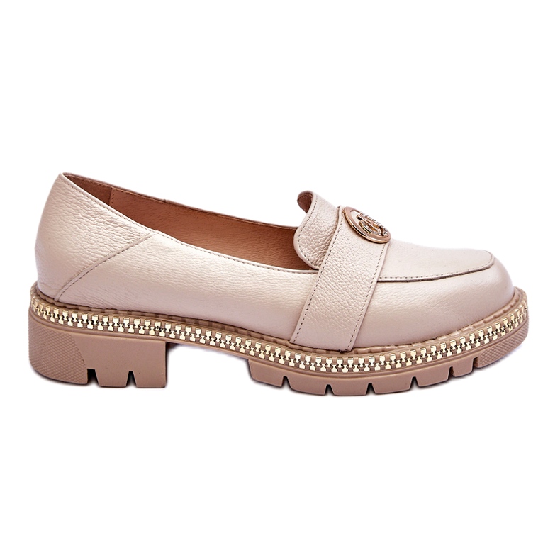 FILIPCZYK Elegáns világos bézs bőr mokaszin díszítéssel FILIPCZYK Elegáns világos bézs bőr mokaszin díszítéssel