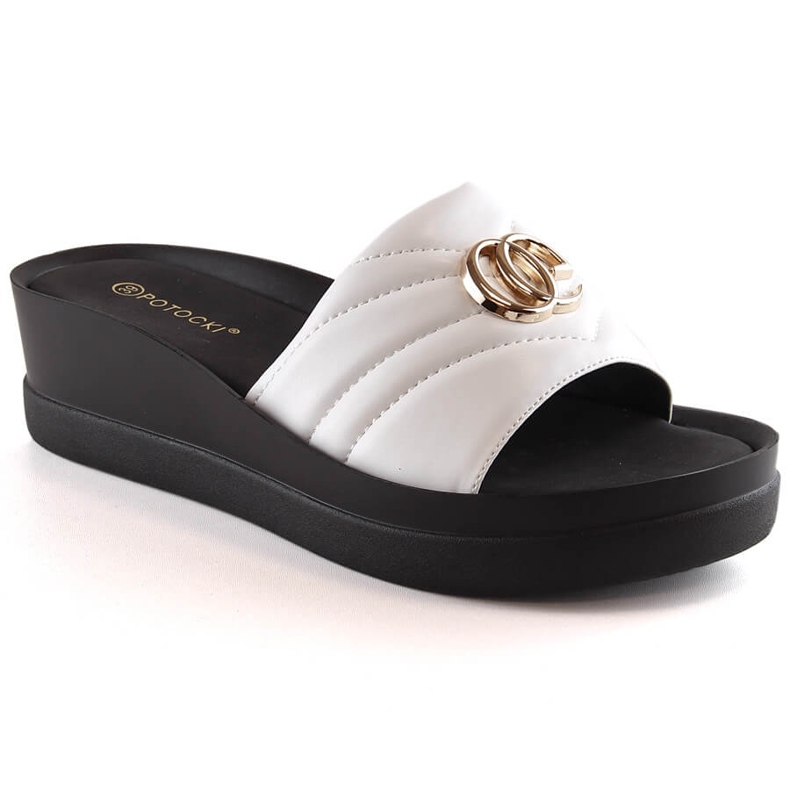 Női fehér ékpapucs Potocki YQ21001