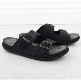 Bőr kényelmes férfi papucs csatos fekete T.Sokolski Fs M01