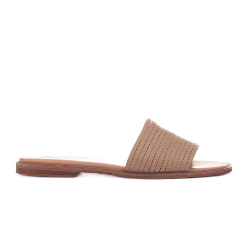 Marco Shoes Bőr papucs bézs